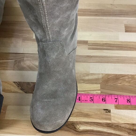 SAUTE mouton LOULOU long boots tan beige suede boots wedge platform rabbit fur - Picture 12 of 16